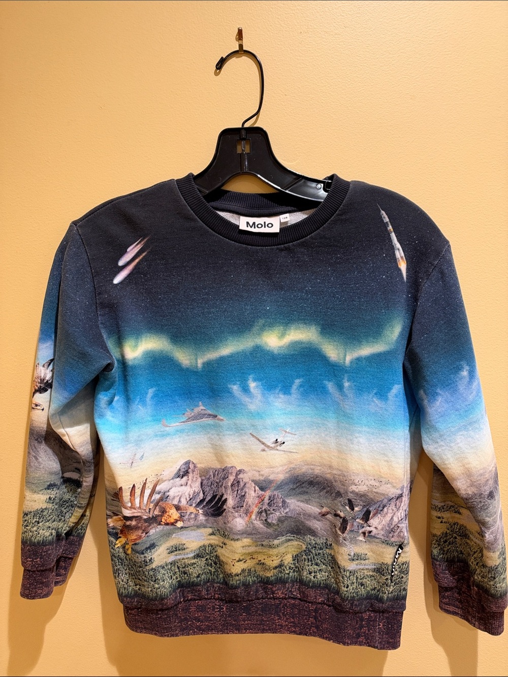 Molo Men's Scenic Aurora Crewneck Sweater - Blue, Green, Black